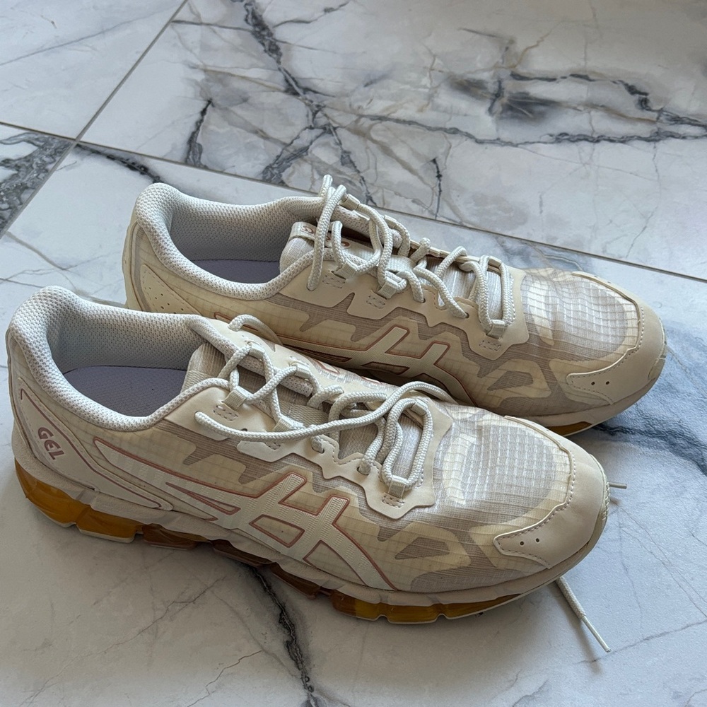 Asics Cream and Tan Gel Running Shoes